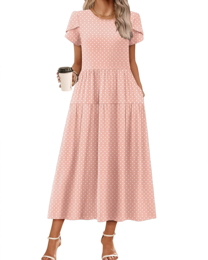 Olivia Women's Boho Maxi Dress – Floral A-Line Summer Dress with Pockets