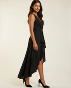 Euphemia Women's Wrap Midi Dress – Sleeveless Asymmetric Ruffle Occasion Dress