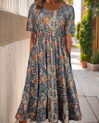 Josephine Women's Floral Dress – Short Sleeve Casual Summer Dress with Pockets