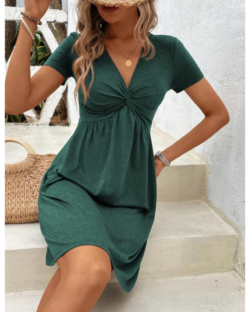 Olivia Women's Mini Dress – V-Neck A-Line High Waist Summer Party Dress