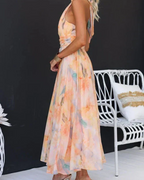 Lucinda Women's Halter Maxi Dress – Floral Print Elegant Summer Holiday Dress