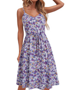 Maris Women's Sundress – V-Neck Spaghetti Strap Flowy Summer Beach Dress