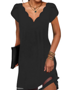 Yana Women's V-Neck Mini Dress – Casual Printed Summer Tunic with Short Sleeves