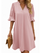 Harper Women's V-Neck Midi Dress – Elegant Half Sleeve Summer Party Dress