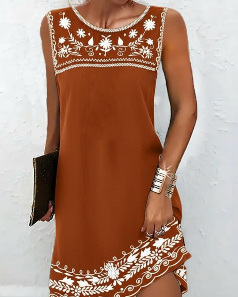 Emmeline Women's Summer Dress – Sleeveless Scoop Neck Casual Beach Holiday Dress
