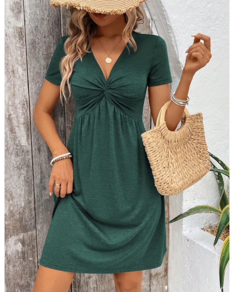 Olivia Women's Mini Dress – V-Neck A-Line High Waist Summer Party Dress