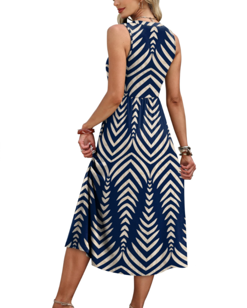 Sophia Women's Maxi Dress – Sleeveless V-Neck Summer Beach Dress with Pockets