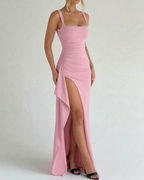 Aurelia Women's Square Neck Maxi Dress – Split Evening Gown Formal Occasion Dress