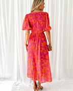 Rowena Women's Floral Maxi Dress – V-Neck Elegant Wedding Guest Occasion Dress