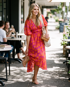 Rowena Women's Floral Maxi Dress – V-Neck Elegant Wedding Guest Occasion Dress