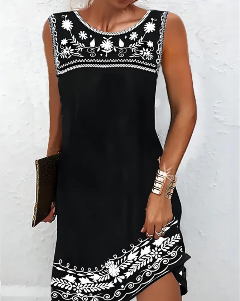 Emmeline Women's Summer Dress – Sleeveless Scoop Neck Casual Beach Holiday Dress