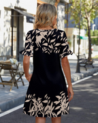 Hannah Women's Boho Mini Dress – V-Neck A-Line Summer Dress with Pockets