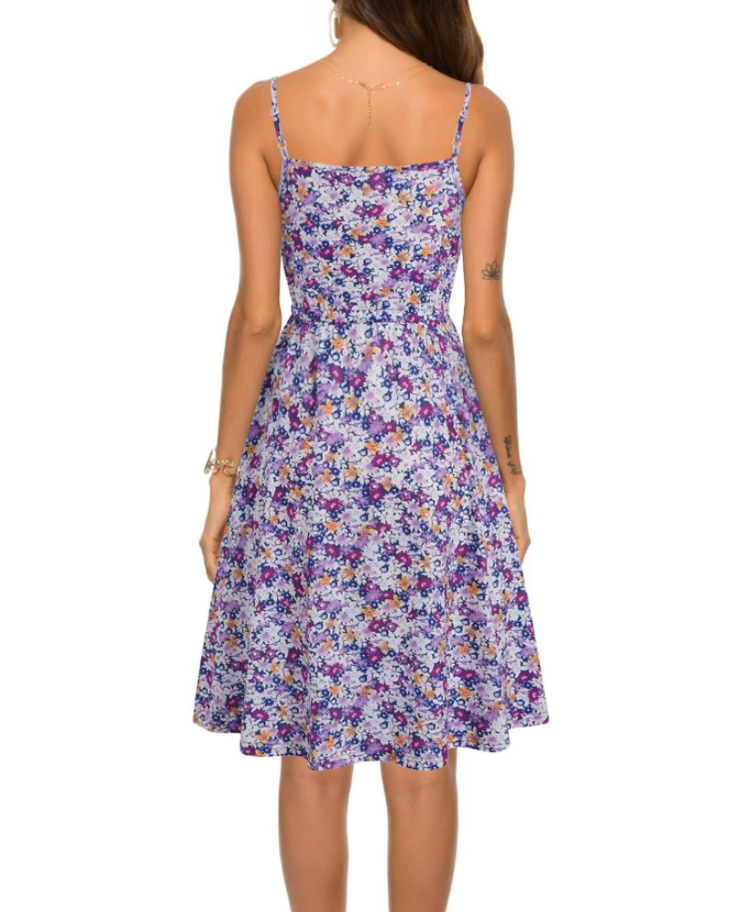 Maris Women's Sundress – V-Neck Spaghetti Strap Flowy Summer Beach Dress