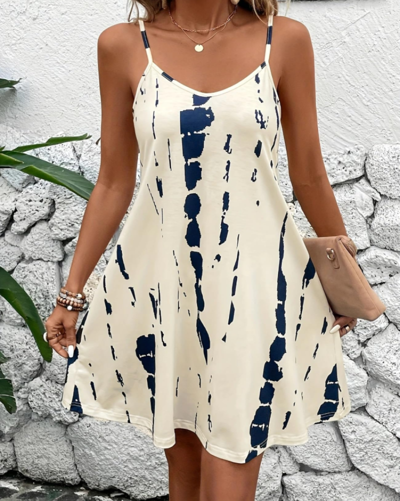 Hazel Women's A-Line Dress – Sleeveless V-Neck Spaghetti Strap Summer Beach Dress