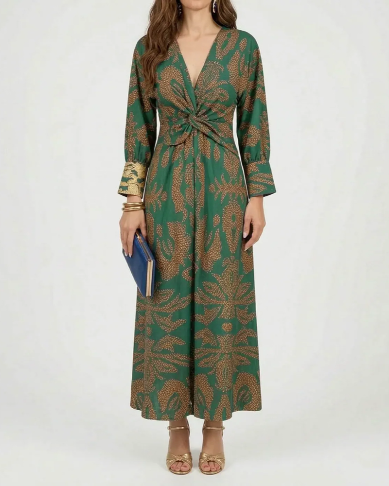 Hyacinth Women's Floral Maxi Dress – V-Neck A-Line Elegant Occasion Dress