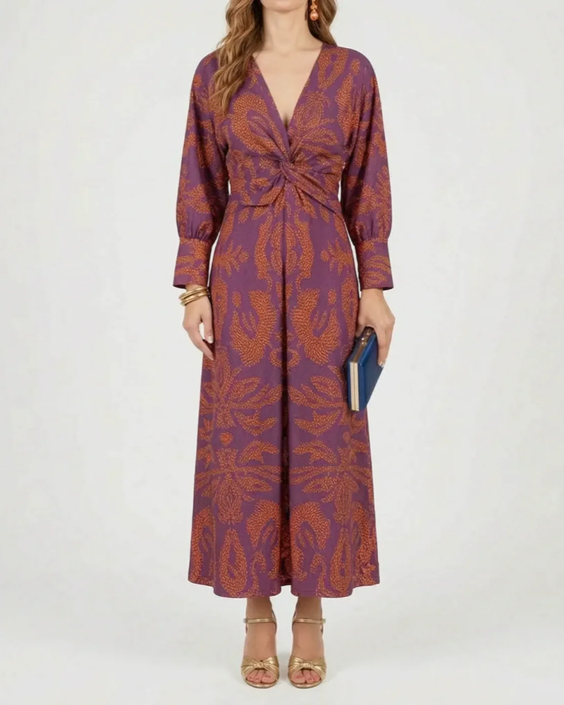 Hyacinth Women's Floral Maxi Dress – V-Neck A-Line Elegant Occasion Dress