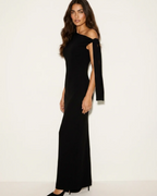 Honoria Women's One-Shoulder Evening Dress – Maxi Bow Formal Occasion Gown