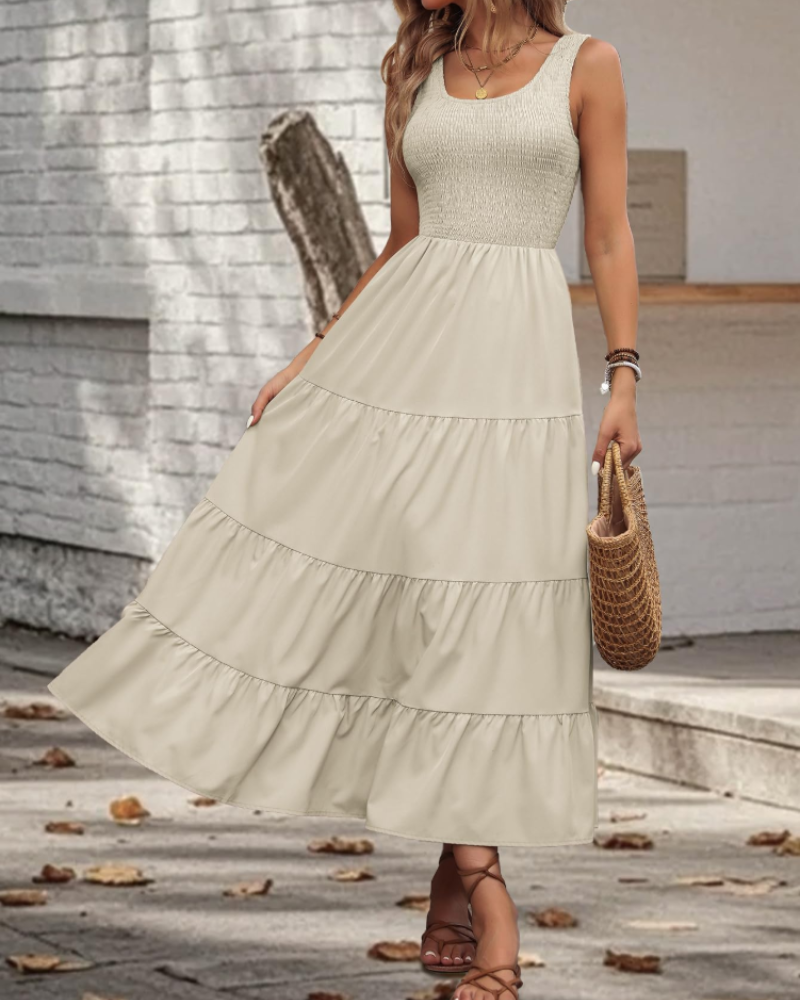 Scarlett Women's Ruffle Midi Dress – Sleeveless Flowy Casual Summer Swing Dress