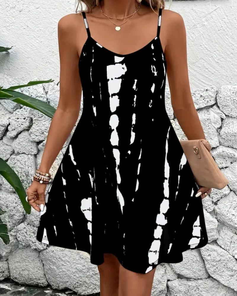 Hazel Women's A-Line Dress – Sleeveless V-Neck Spaghetti Strap Summer Beach Dress