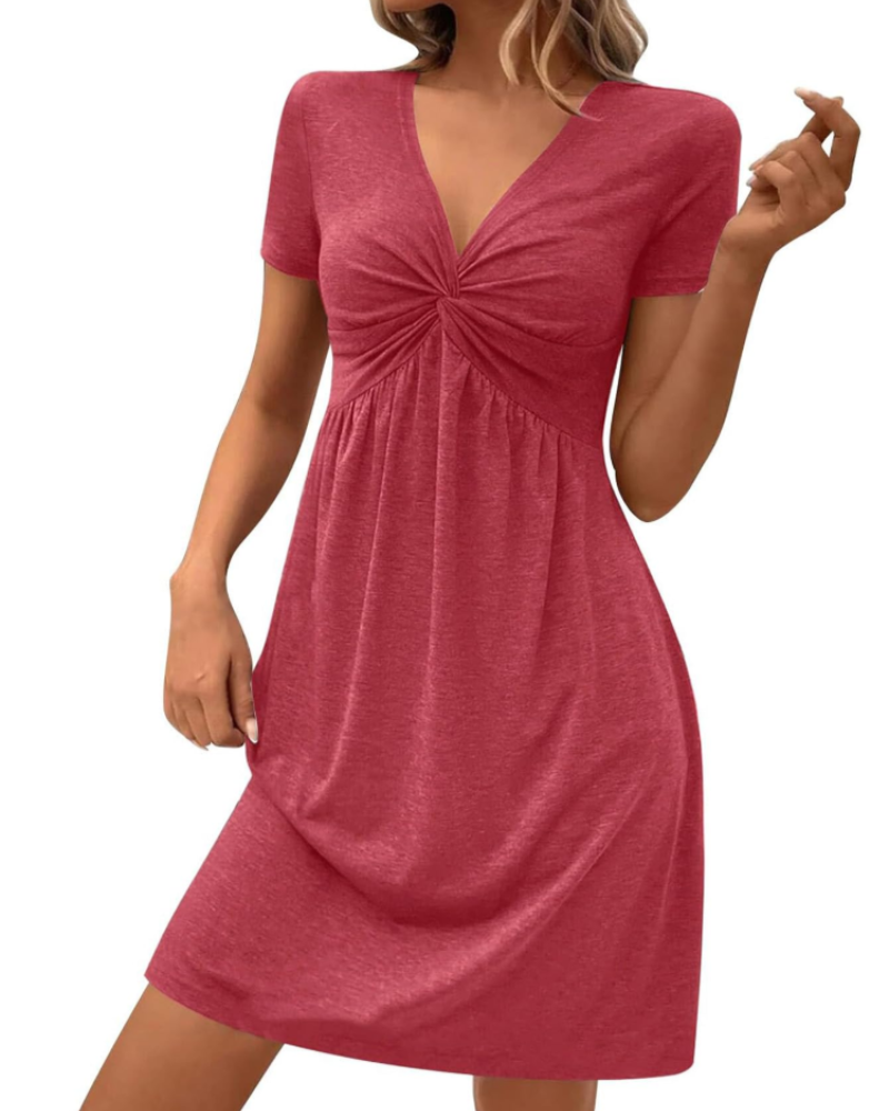 Olivia Women's Mini Dress – V-Neck A-Line High Waist Summer Party Dress