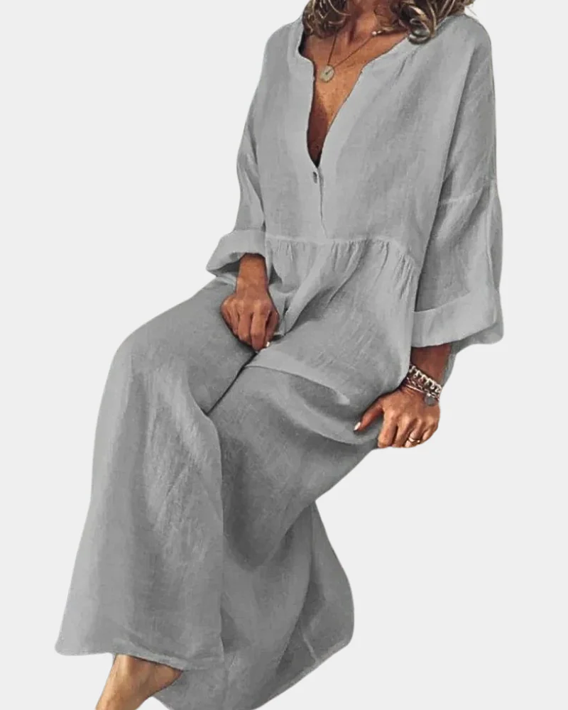 Audrey Women's Monochrome Dress – Elegant Casual Midi Dress for Everyday Wear