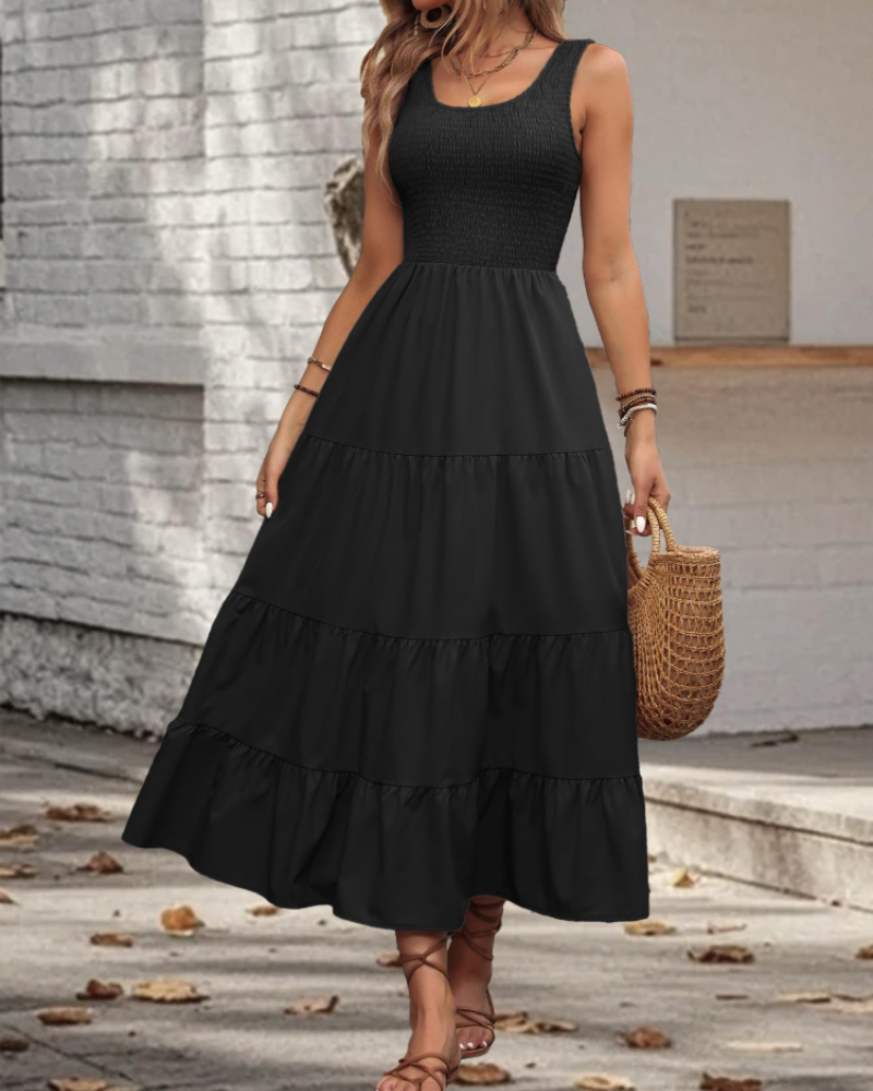 Scarlett Women's Ruffle Midi Dress – Sleeveless Flowy Casual Summer Swing Dress