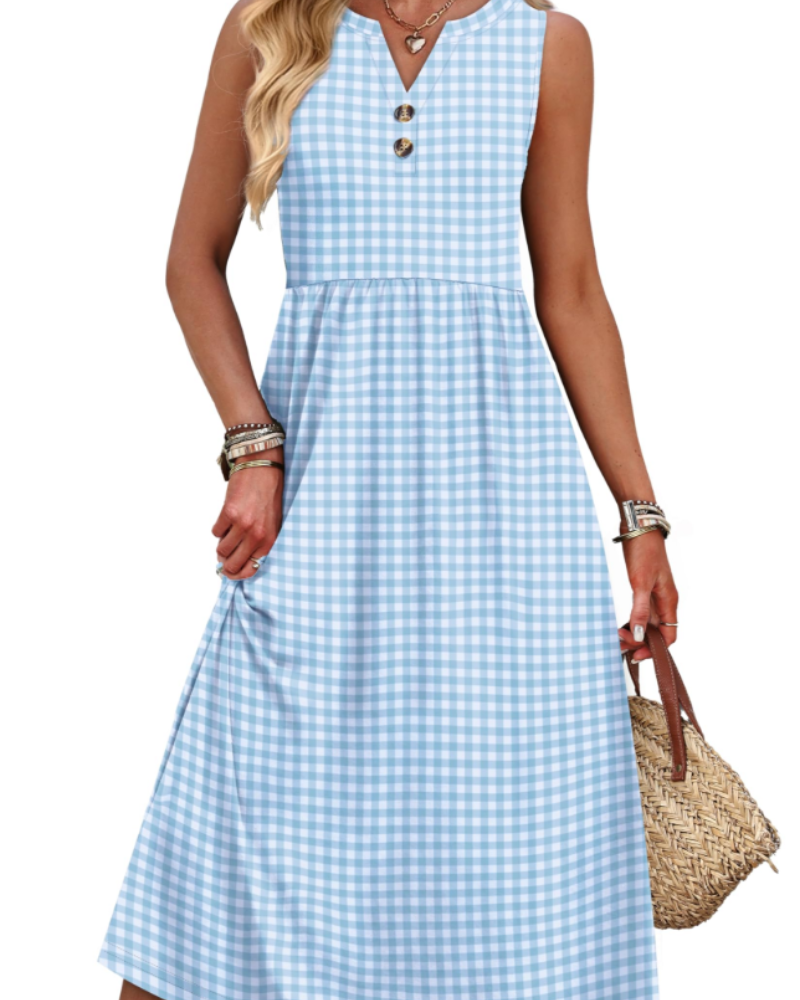 Sophia Women's Maxi Dress – Sleeveless V-Neck Summer Beach Dress with Pockets