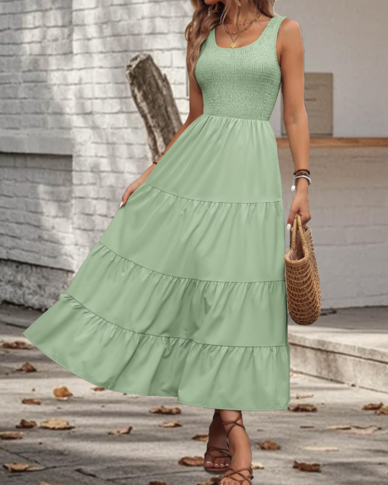 Scarlett Women's Ruffle Midi Dress – Sleeveless Flowy Casual Summer Swing Dress
