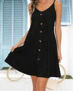 Mia Women's Beach Dress – Spaghetti Strap Button Down Mini Dress with Pockets