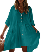 Isla Women's Beach Cover Up Dress – Oversized V-Neck Rayon Kimono with Pockets