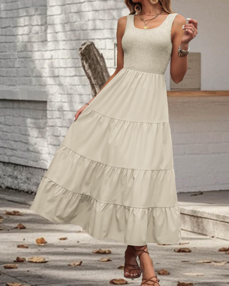 Scarlett Women's Ruffle Midi Dress – Sleeveless Flowy Casual Summer Swing Dress