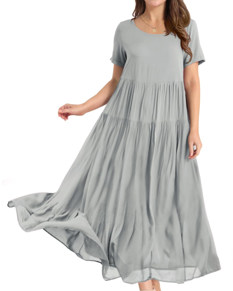 Faun Women's Floral Dress – Plus Size Boho Short Sleeve Summer Dress with Pockets