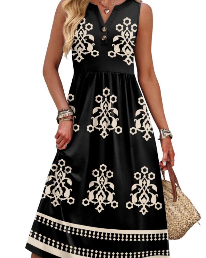 Sophia Women's Maxi Dress – Sleeveless V-Neck Summer Beach Dress with Pockets