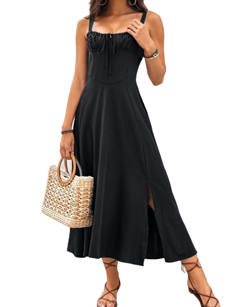 Juliette Women's Floral Corset Dress – Square Neck Sleeveless Slit Summer Dress