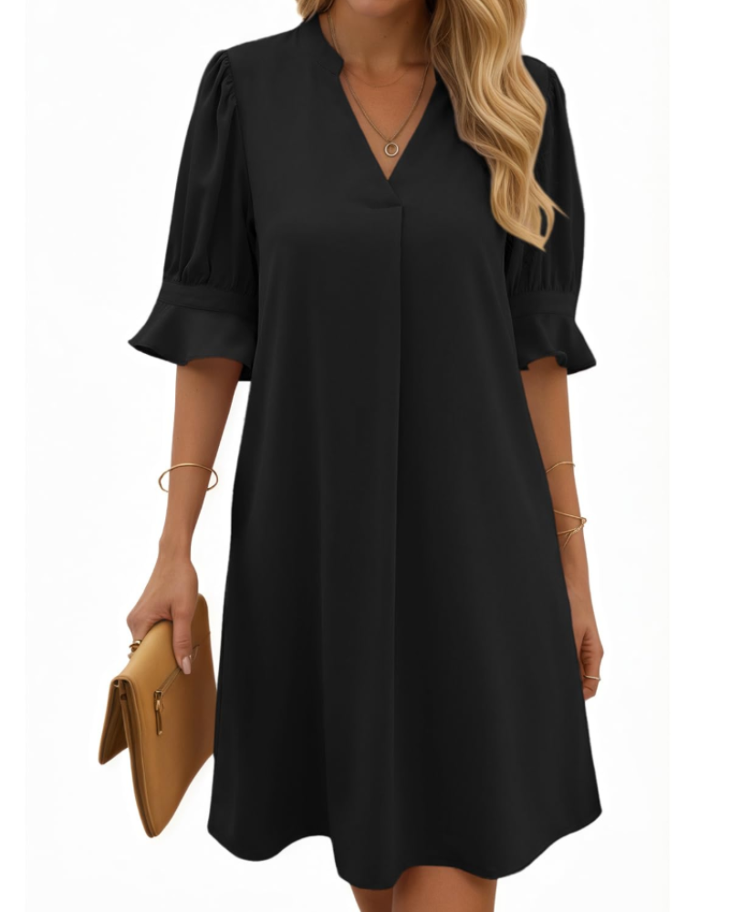 Harper Women's V-Neck Midi Dress – Elegant Half Sleeve Summer Party Dress