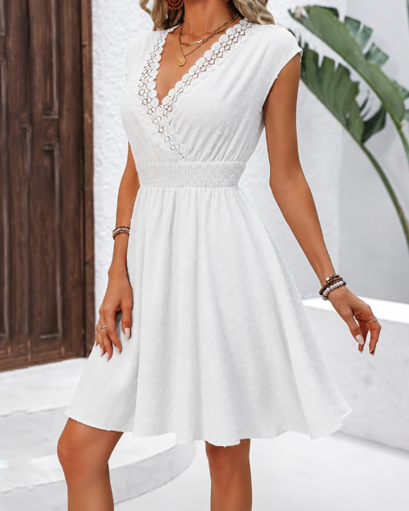Bianca Women's Lace Dress – V-Neck Sleeveless Elegant Summer Dress