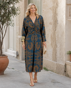 Hyacinth Women's Floral Maxi Dress – V-Neck A-Line Elegant Occasion Dress