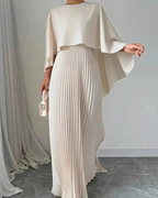 Celandine Women's Cape Maxi Dress – Pleated Elegant Formal Occasion Gown