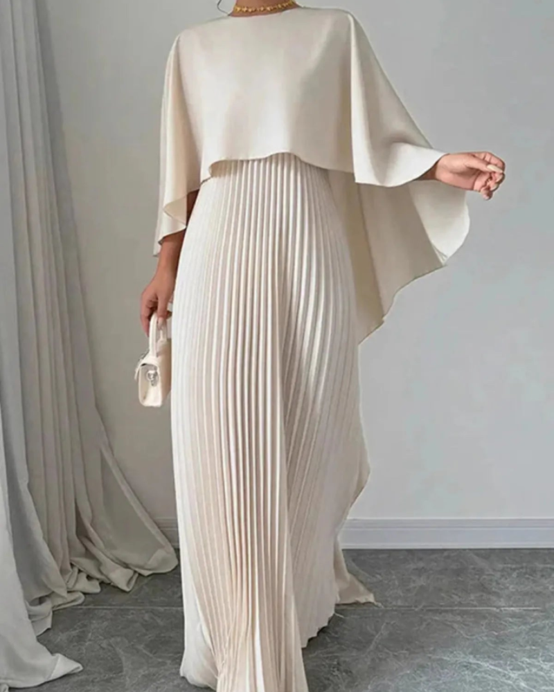 Celandine Women's Cape Maxi Dress – Pleated Elegant Formal Occasion Gown