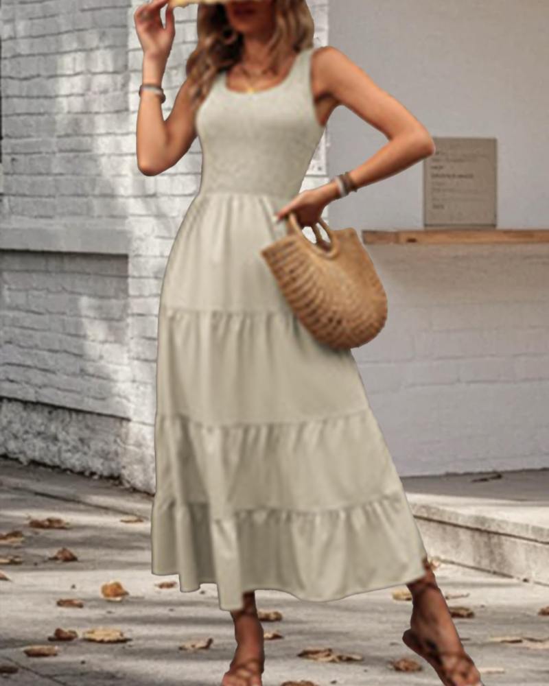 Scarlett Women's Ruffle Midi Dress – Sleeveless Flowy Casual Summer Swing Dress