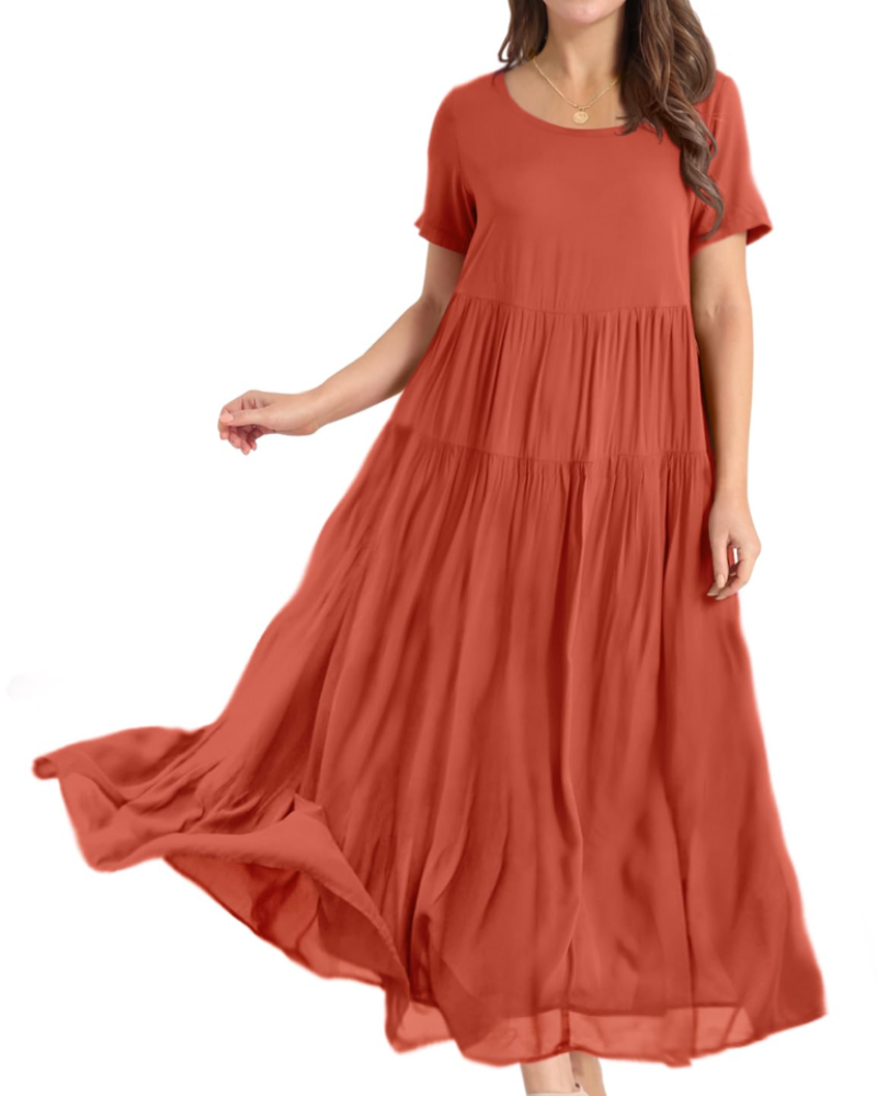 Faun Women's Floral Dress – Plus Size Boho Short Sleeve Summer Dress with Pockets
