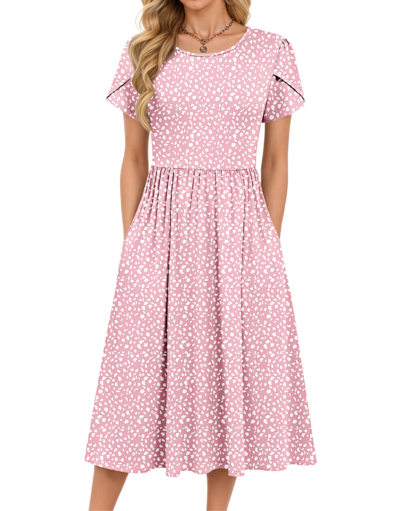 Delilah Women's Midi Summer Dress – A-Line Swing Beach Dress with Pockets
