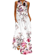 Ruby Women's Butterfly Floral Maxi Dress – Bohemian Sleeveless Summer Dress with Pockets