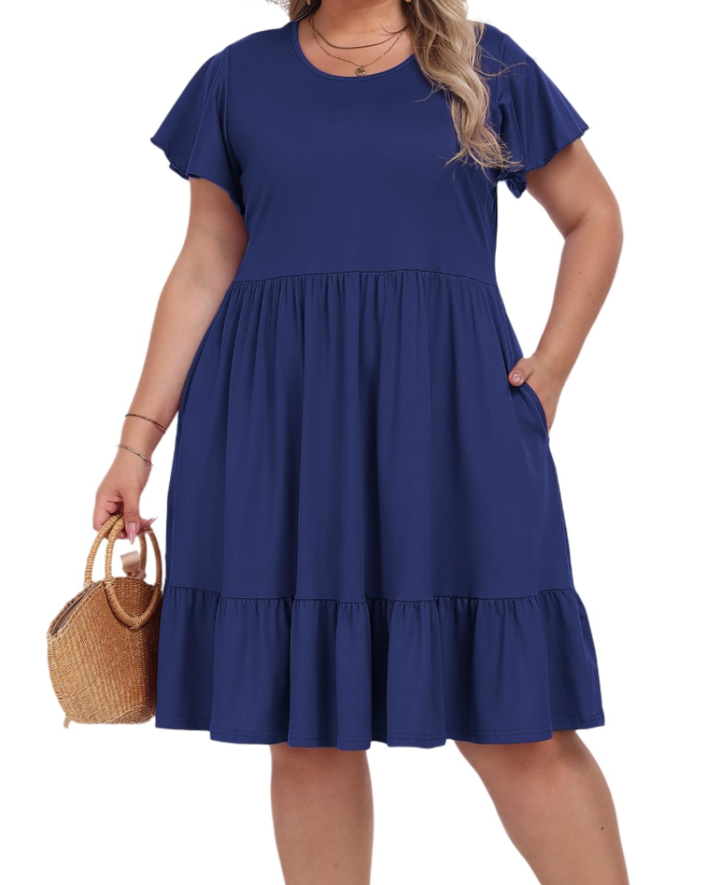 Valerie Women's Plus Size Midi Dress – Casual Summer Dress with Pockets