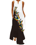Ruby Women's Butterfly Floral Maxi Dress – Bohemian Sleeveless Summer Dress with Pockets