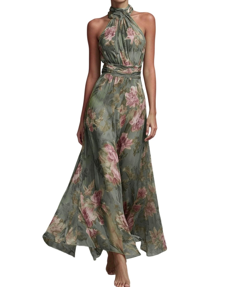 Genevieve Women's Embroidered Midi Dress – Sleeveless Pleated Summer Holiday Dress