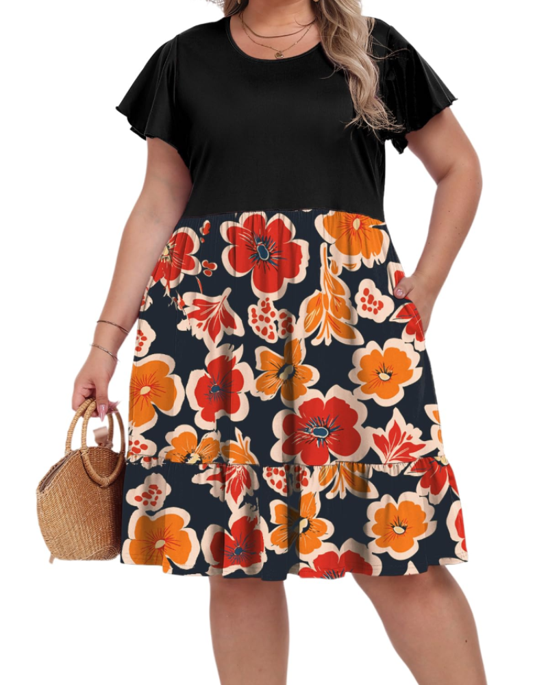 Valerie Women's Plus Size Midi Dress – Casual Summer Dress with Pockets