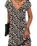 Celeste Women's V-Neck Tunic Dress – Casual Short Sleeve Summer Mini Dress