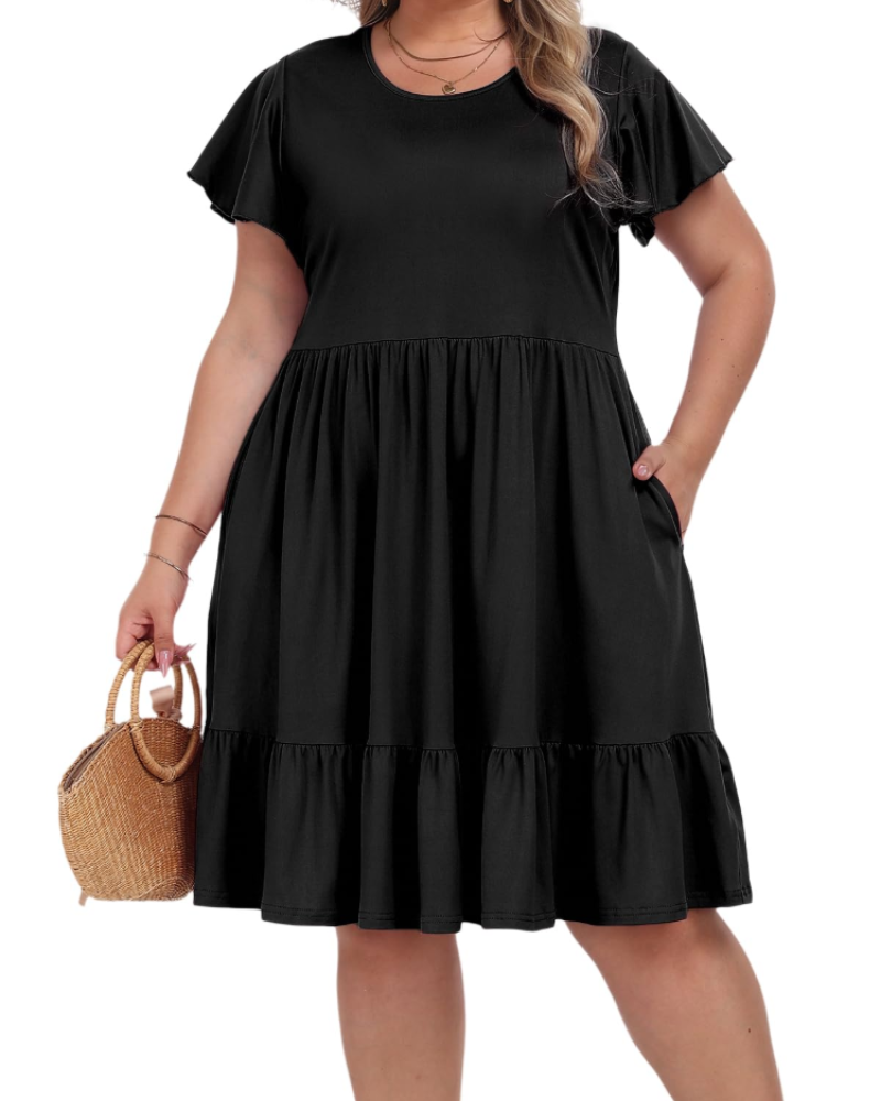 Valerie Women's Plus Size Midi Dress – Casual Summer Dress with Pockets