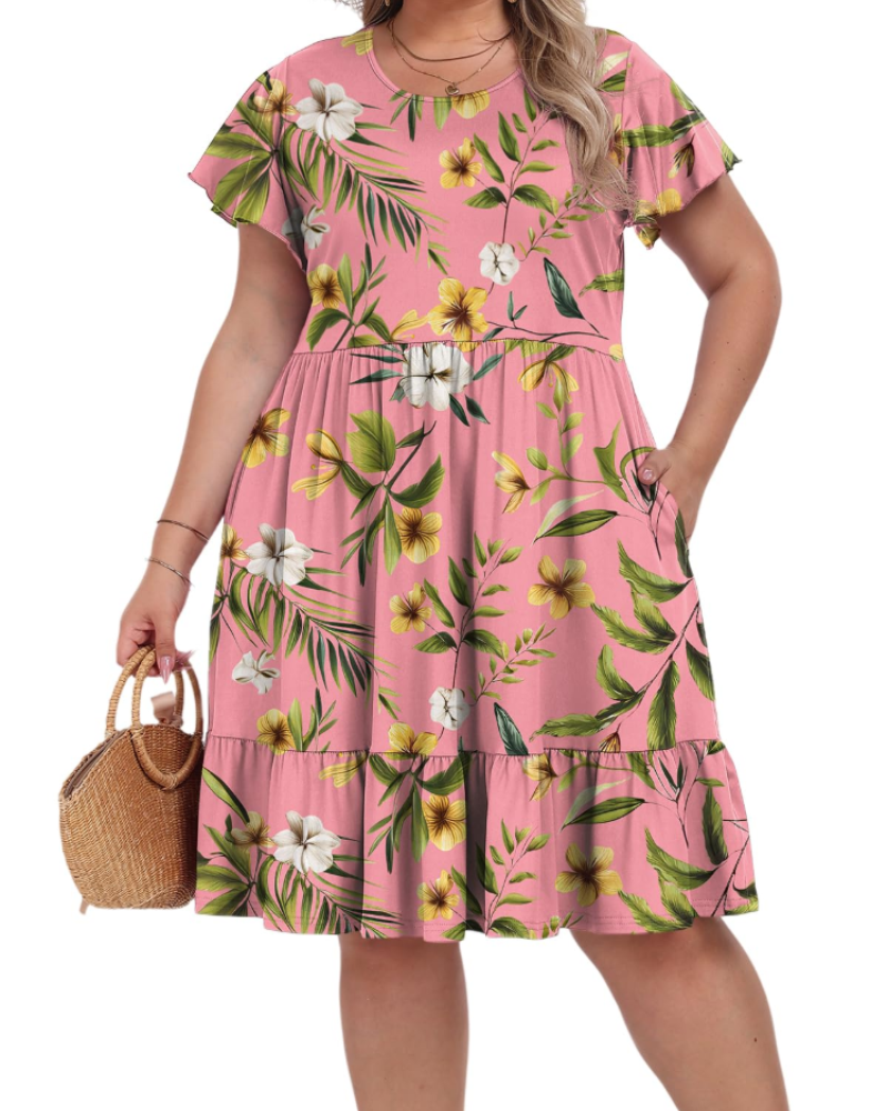 Valerie Women's Plus Size Midi Dress – Casual Summer Dress with Pockets